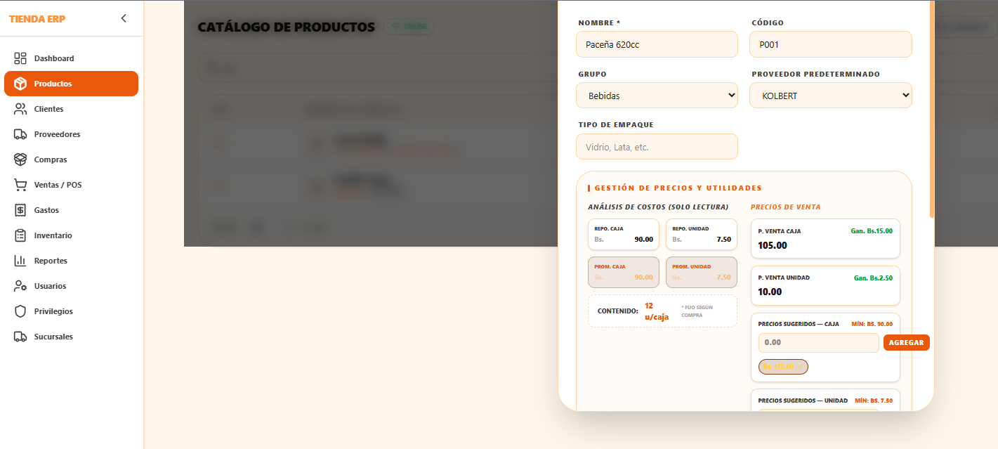 Catálogo de Productos y Precios - Tienda ERP