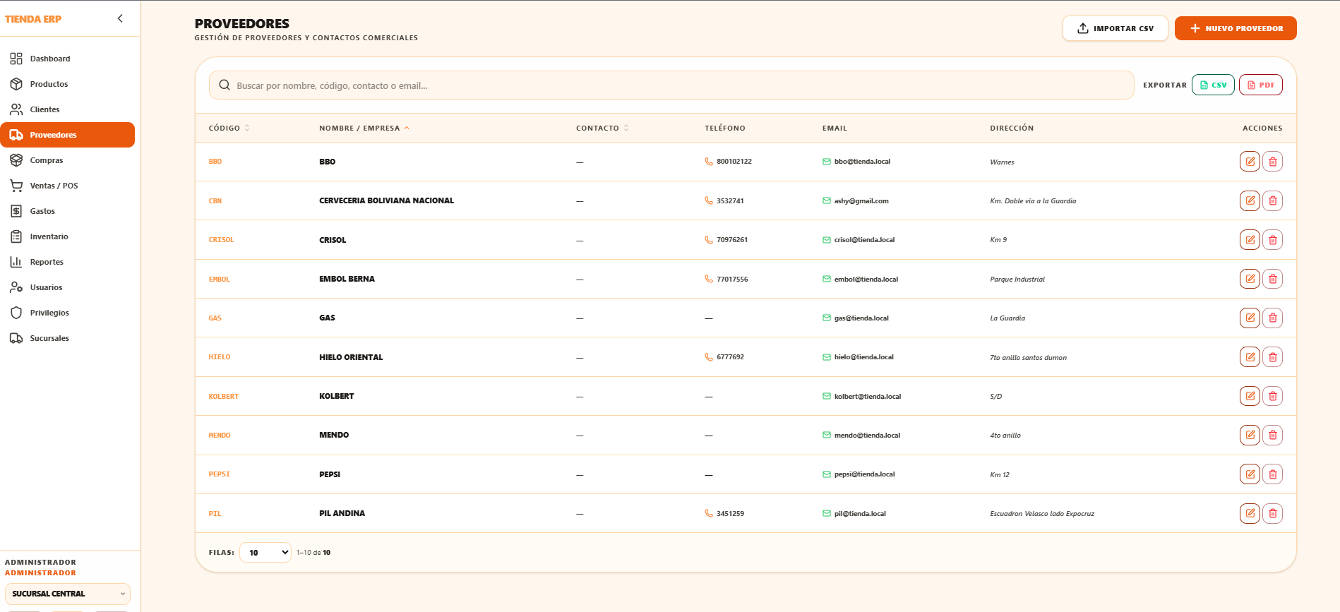 Gestión de Compras y Proveedores - Tienda ERP